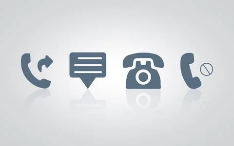 Call icons, telephone sign, chat, message, with a silver background Stock Illustration