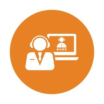Call, interview, video icon. Orange color vector design. Stock Illustration