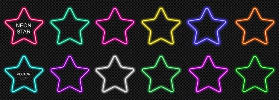 Call light action neon button for ui and web frame glow. Sign box game with star Stockillustratie