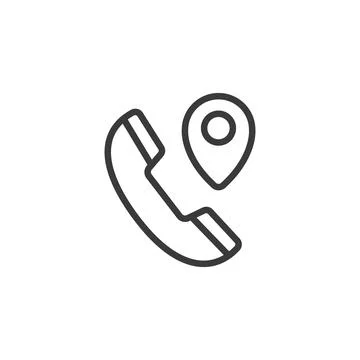Call location, icon in line design. Call, location, phone, map, navigation Illustrazione stock
