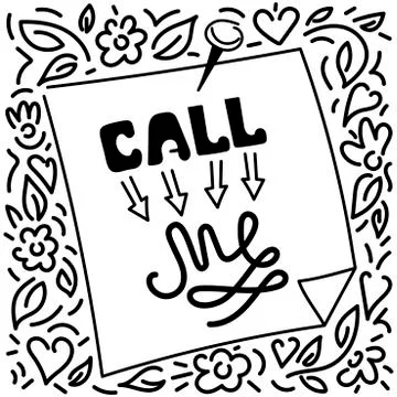 Call me note, Sticker to record, vector Stock Illustration