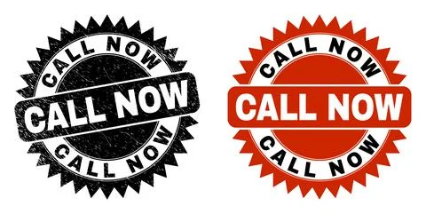 CALL NOW Black Rosette Stamp with Unclean Texture Stockillustratie