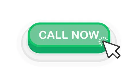 Call Now green 3D button in flat style isolated on white background. Vector i Stock Illustration