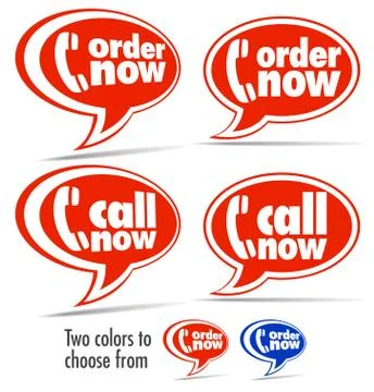 Call now, Order now speech bubbles Stock Illustration