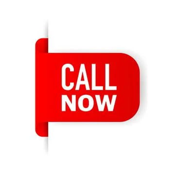 Call now red label on white background. Vector illustration. Stockillustratie