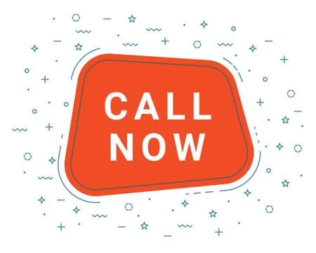 Call Now Speech Bubble Banner Sign, Design Template. Business Label Promo Offer. Stock Illustration