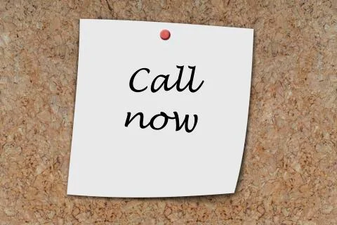 Call Now written on a memo Stock Photos