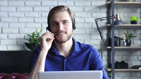 Call operator customer support service at home distance online. Stock Footage 132770338