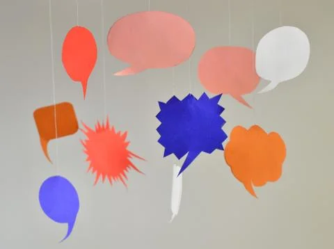 Call outs of different colours Foto stock