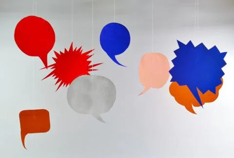 Call outs of different colours Stock Photos