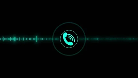 Call phone audio signal visual with teal waveform, glowing pulse, and minimal bl Stock Footage 340550576