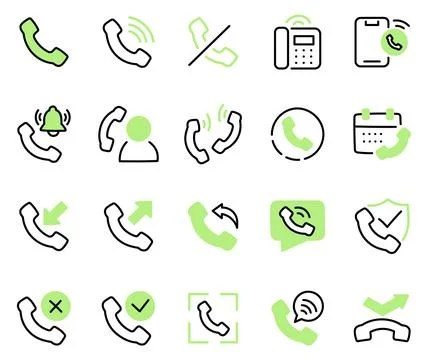 Call phone icon set communication interface 스톡 일러스트