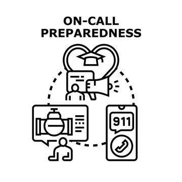 On call preparedness concept with emergency communication and technical suppo Stock Illustration
