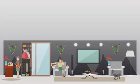 Call-in radio programme concept vector flat illustration Illustrazione stock