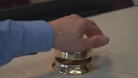 Call the reception. A man's hand presses the bell. Close up Video stock 96469474