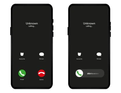 Call screen layout, abstract incoming call window interface with hang and rej Stock Illustration