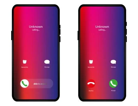 Call screen layout, abstract incoming call window interface with hang and rej Stock Illustration