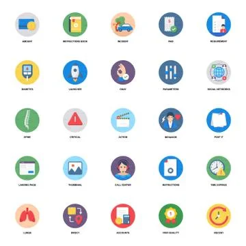 Call Service Flat Rounded Icons Stock Illustration