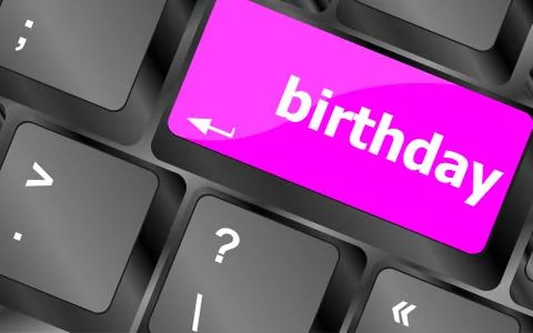 Call some party fun with the computer button birthday Stock Illustration