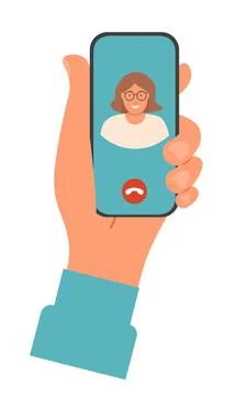 Call to a subscriber using a smartphone. Communication with the help of modern Stock Illustration