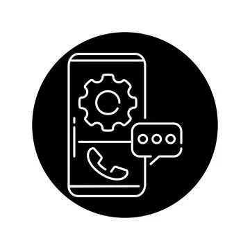 Call support black glyph icon. Pictogram for web page, mobile app Illustrazione stock
