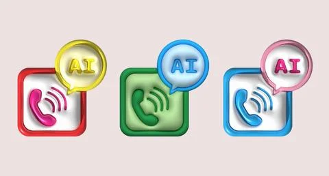 Call symbol icon, talk to robot via telephone 3D illustration 스톡 일러스트