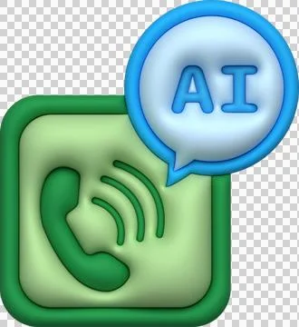 Call symbol icon, talk to robot via telephone 3D illustration Illustrazione stock