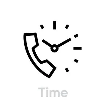 Call Time icon. Editable line vector Stock Illustration