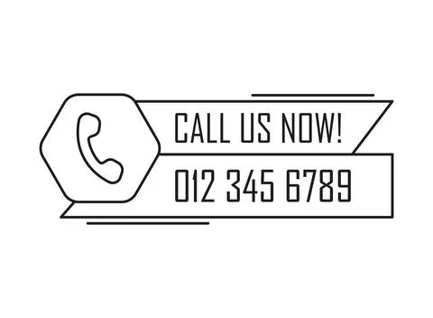 Call us icon in flat outline stroke style. Contact details vector illustrat.. Stock Illustration