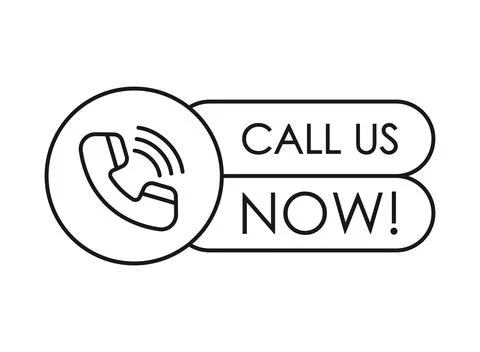 Call us icon in flat outline stroke style. Contact details vector illustrat.. Stock Illustration
