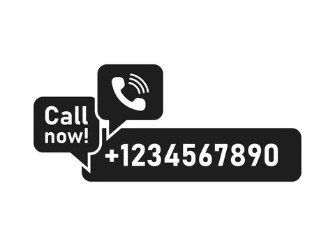 Call us icon in flat silhouette style. Contact details vector illustration .. Stock Illustration