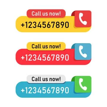Call us icon set collection in flat style. Contact details vector illustrat.. Stock Illustration