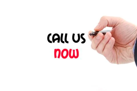 Call us now text concept Stock Photos