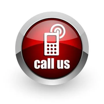Call us red circle web glossy icon. 库存插图