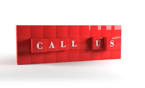 Call us red cubes. 3D rendering. Stock Illustration