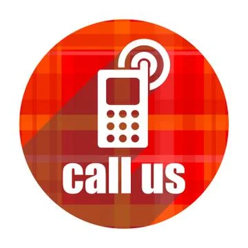Call us red flat icon isolated. Illustrazione stock