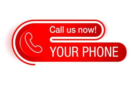 Call us red rounded button for phone number Stock Illustration