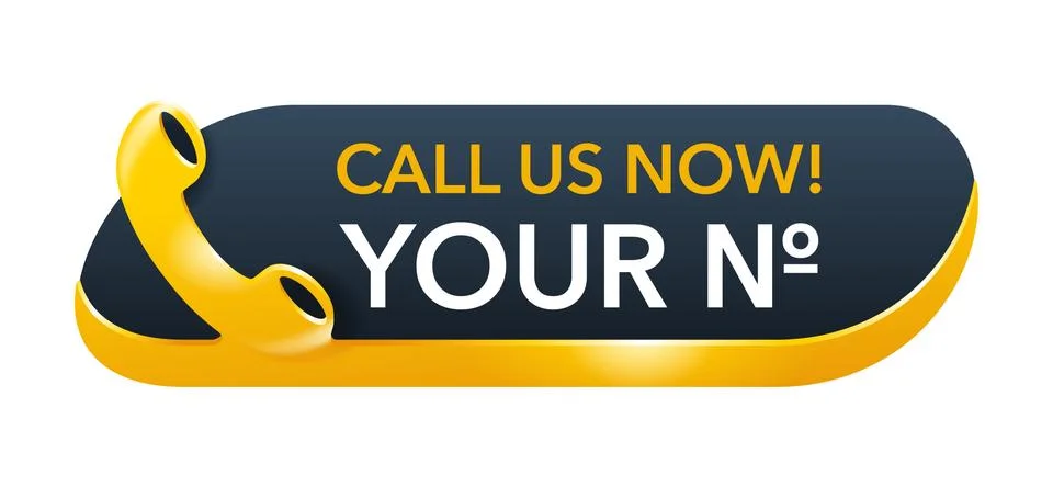 Call us yellow 3D button - template for phone Stock Illustration