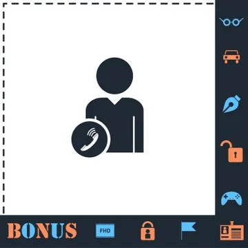 Call to User icon flat Stock Illustration