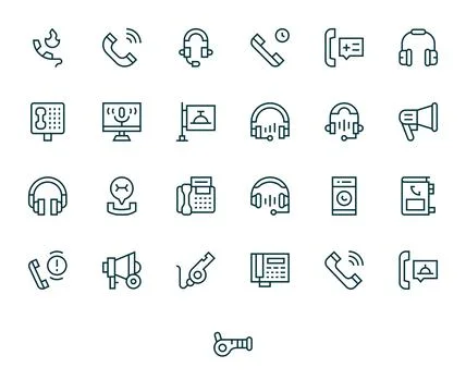 Call Vector Graphics featuring 25 Regular Line Editable High Resolution Desig Stock Illustration