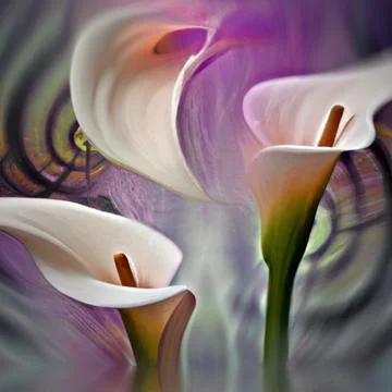 Calla, bog arum, marsh calla, wild calla, squaw claw, and water-arum, family Ilustração Stock