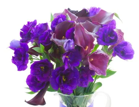 Calla lilly and eustoma flowers Stock Photos