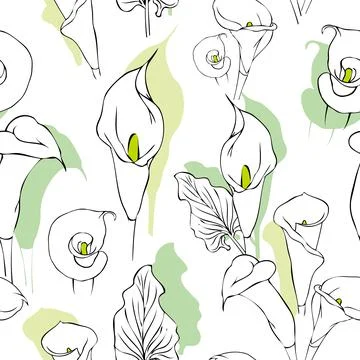 Calla lily flowers seamless pattern Illustrazione stock