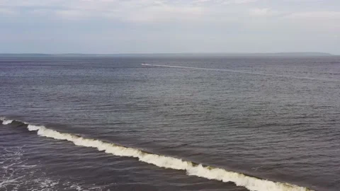 From Callala beach white sands to small motor boat in aerial flying as 4k. Stock Footage 171776953
