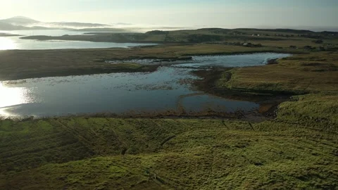 Callanish Flying from small Stone Circle to Main Site, Scotland 4K Stock Footage 152743967
