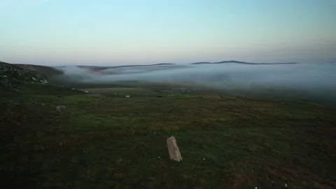 Callanish Xl Lightning stone with Clouds and Mist, scotland 4K Stock Footage 152797809