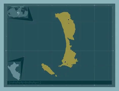 Callao, Peru. Solid color shape. Locations of major cities of the region Illustrazione stock