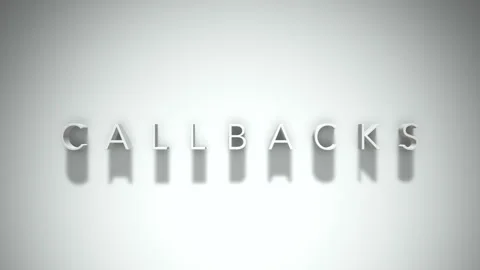 Callbacks 3D title animation with shadows on a white background Video stock 297016206