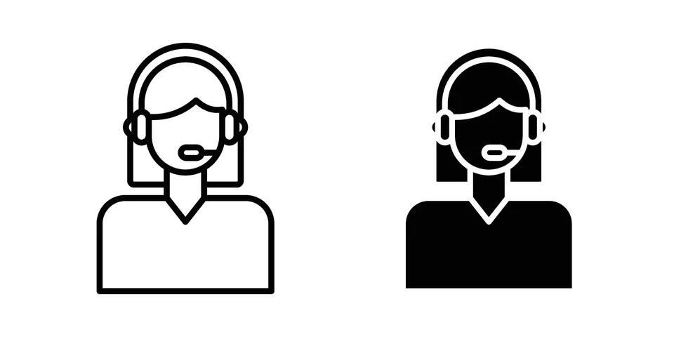 Callcenter icon linear versions pack on white background Illustrazione stock
