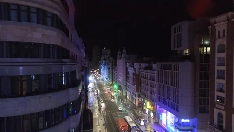 Calle Gran Vía Night Time Stock Footage 113582166
